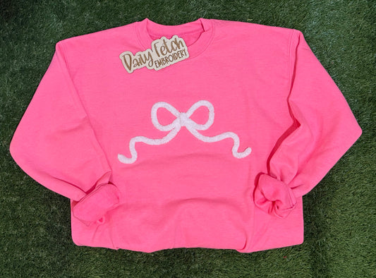 Youth Bow Yarn Embroidered Sweatshirt