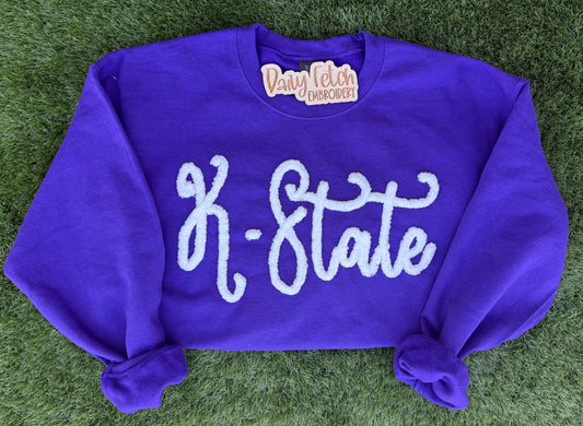 K-State Yarn Embroidered Sweatshirt